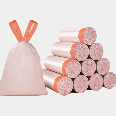 冰莓粉抽绳式加厚家用垃圾袋厨房卧室宿舍通用垃圾袋加大垃圾袋