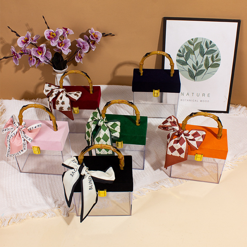 轻奢竹节亚克力伴手礼礼品盒创意透明喜糖化妆品生日礼物包装礼盒