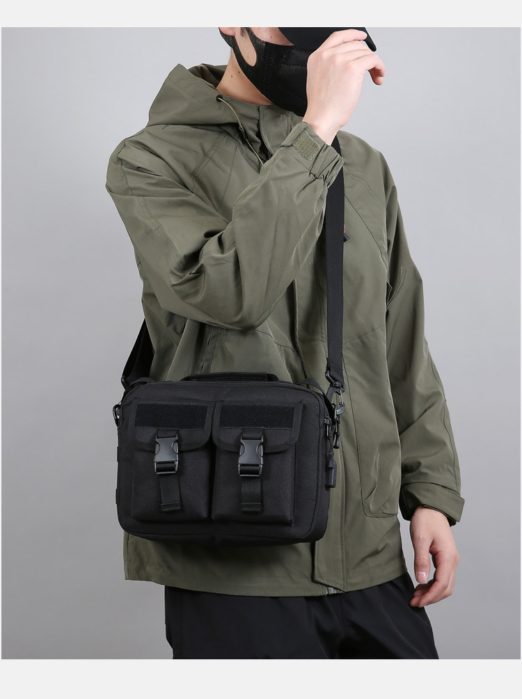 Single-shoulder bag, outdoor tactical multi-functional USB charging crossbody bag, military camouflage backpack, travel outdoor cycling bag undefined