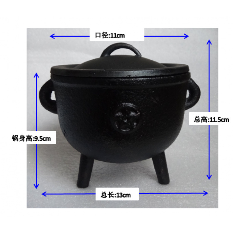 Olla de tres patas, hierro fundido, adornos retro hechos a mano, ollas en llamas, accesorios ceremoniales decorativos, formas geométricas chinas