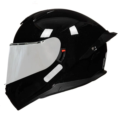 full helmet unisex electric, Motosiklet kaskı (dəbilqə) - star-black-silver-mirror-m
