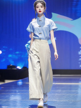 新中式国风女装洋气减龄时尚炸街小个子搭配一整套棉麻套装夏季