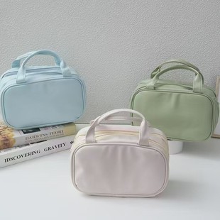 New Pu Cosmetic Bag, Large Capacity, Travel Portable Toiletry Bag, Simple and Fashionable Multi-Functional Waterproof Cosmetics Bag