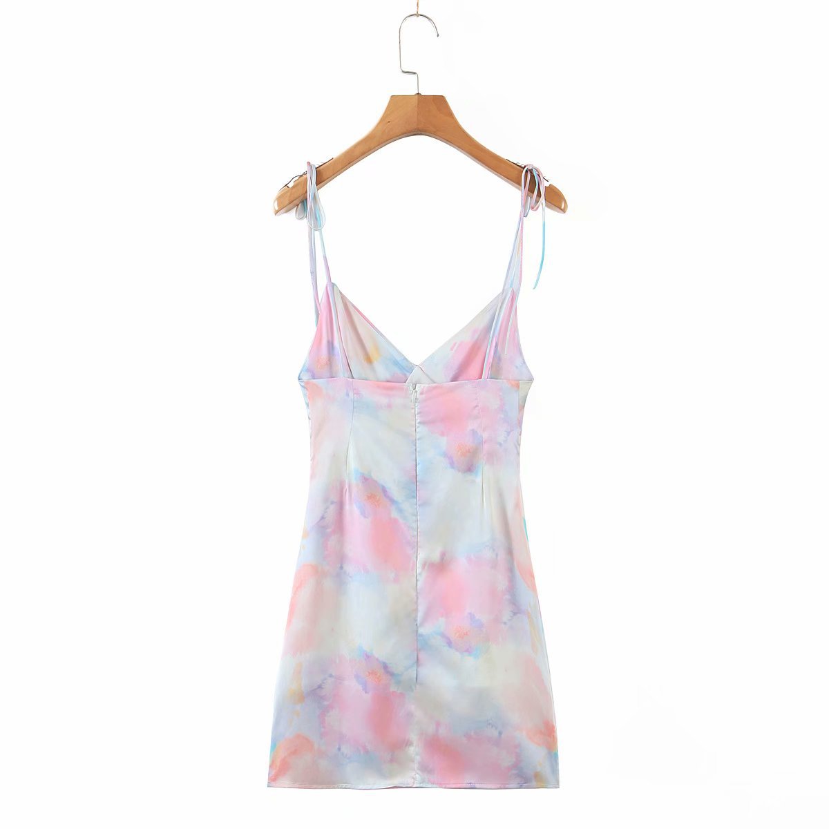 floral tie-dye split sling dress NSAM48887