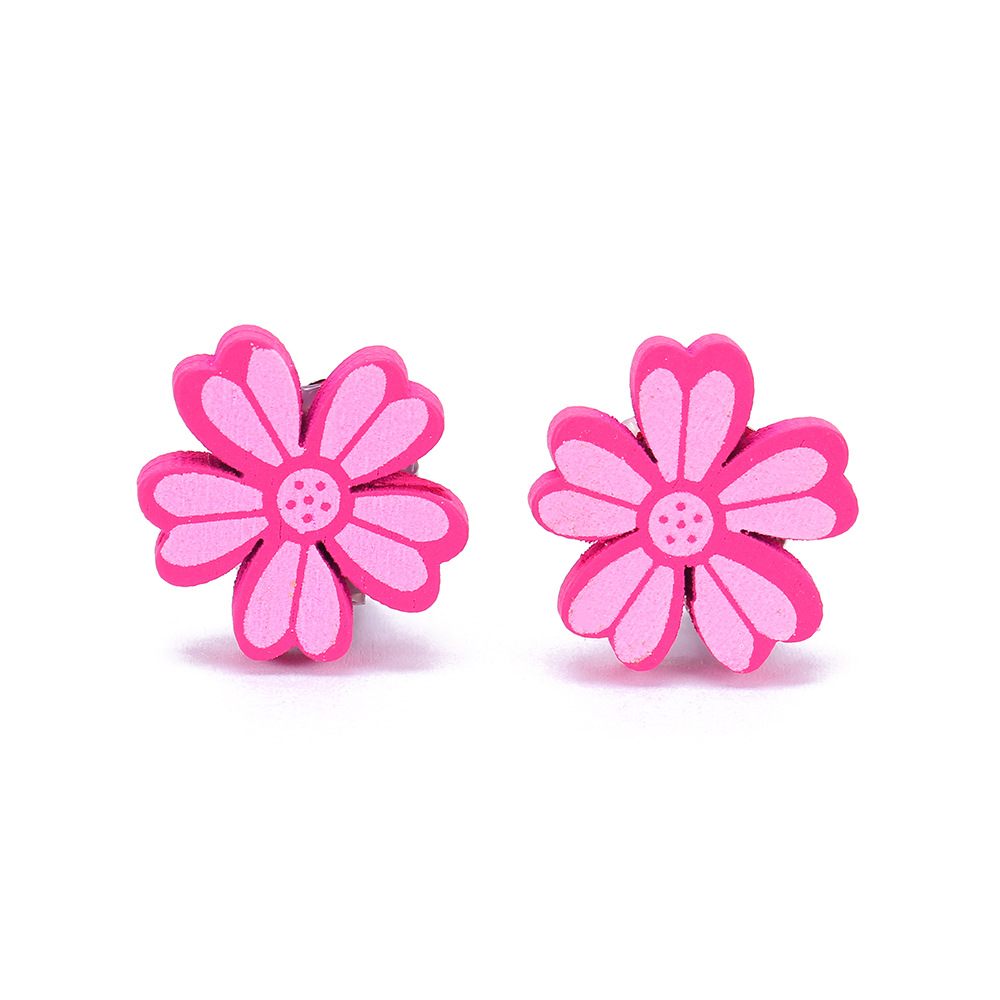 Cartoon Style Rabbit Unicorn Wood Stoving Varnish Womenu0027S Ear clips 1 Pair