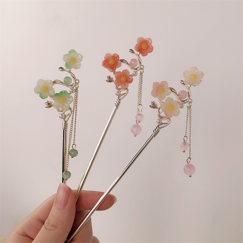 Temperamento antiguo Magnolia flecos horquilla nuevo tocado chino horquilla paso a paso horquilla cheongsam Hanfu horquilla horquilla accesorios para el cabello