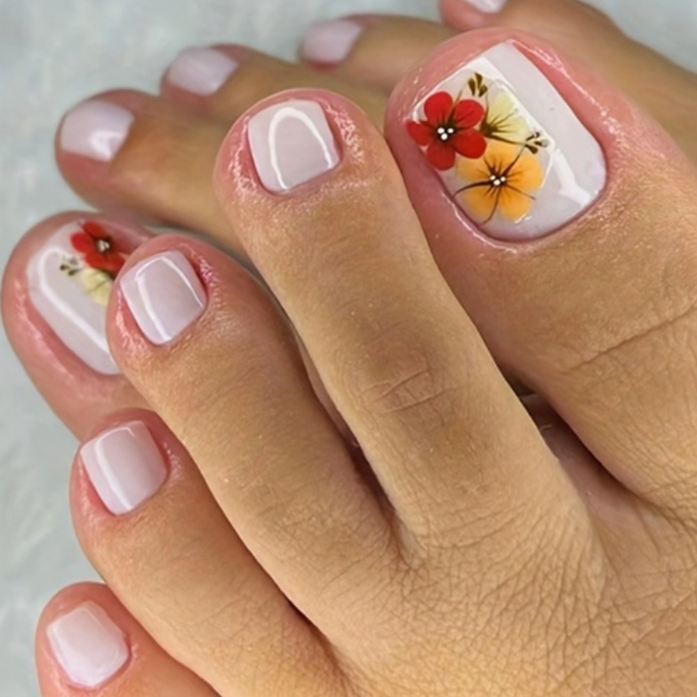 Uñas de uñas de flores amarillas simples, uñas de pies de chicas calientes, parches de uñas, venta caliente transfronteriza, uñas portátiles extraíbles