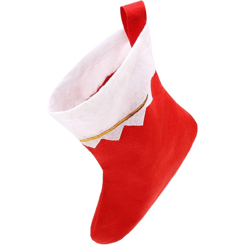 Calcetines de Navidad boca blanca borde dorado Boca verde hilo de oro Calcetines de Navidad calcetines de tablero de luz no tejidos 2024 decoraciones de Navidad