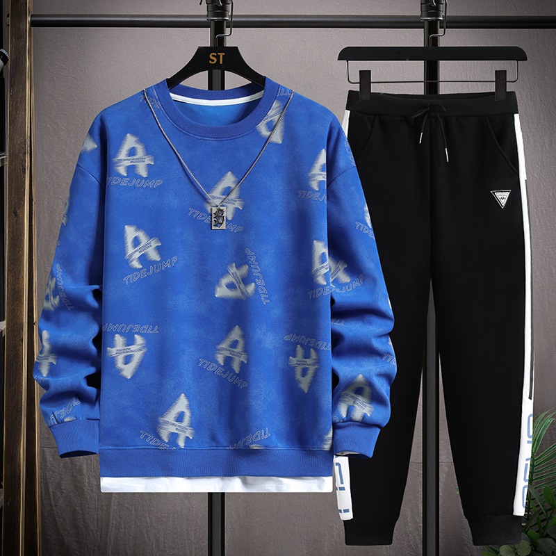 Youth Sweatshirt Suit Men's Loose Round Neck Sweatshirt Leggings Casual Pants Spring Sports Two-piece Set