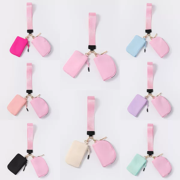 Cross-border LULU Wrist Bag Portable Mini Fashion Color-matching Coin Purse Nylon Waterproof Storage Key Bag