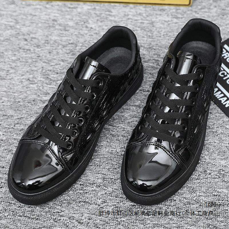 Autumn Men's Casual Shoes, Men's Versatile Sports Shoes, Crocodile Pattern Leather Low-Top Shiny Pure Black Sneakers for Men Autumn Men's Casual Shoes, Men's Versatile Sports Shoes, Crocodile Pattern Leather Low-Top Shiny Pure Black Sneakers for Men