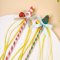New Fairy Christmas Series Pet Cat Teaser with Handmade Tassel Bells, Cat Snowman Christmas Tree Hat Set