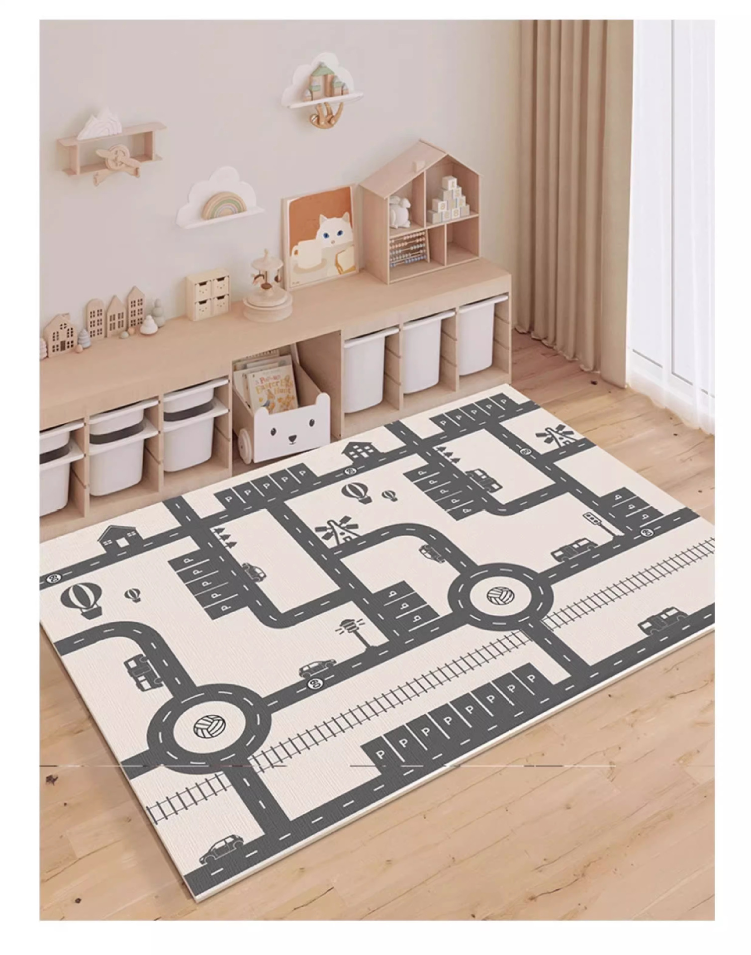 Living Room Balcony Large Size Baby Crawling Mat Car Track Parking Lot Children's Game Crystal Velvet Floor Mat