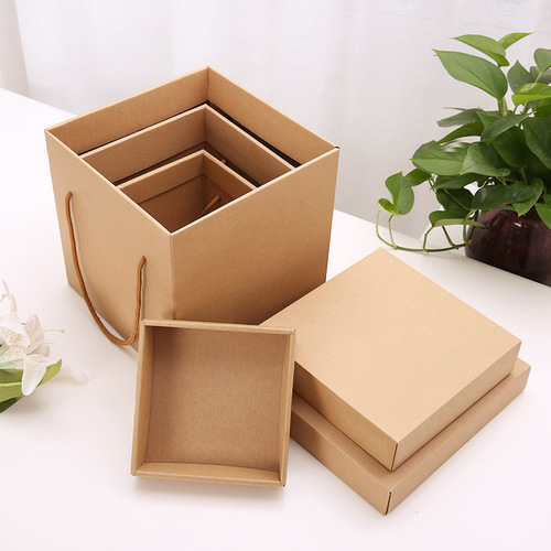Kraft paper square gift box Dragon Boat Festival portable rice dumpling gift box gift gift packaging box blind box empty box companion gift box