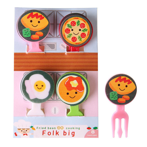 Home Cartoon Fruit Fork Creative Children Animal Cute Plastic Fruit Fork Set Bento Sign