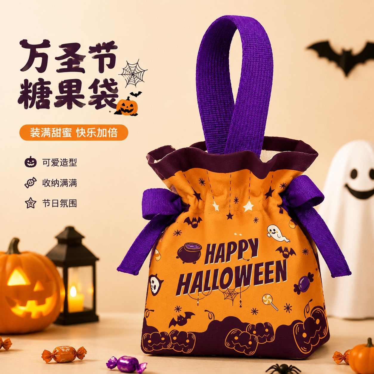 Bolsa de regalo de Halloween, bolsas de calabaza para niños, lienzo, embalaje de regalos, bolsas de azúcar, props para jardín de infantes, regalo de mano.