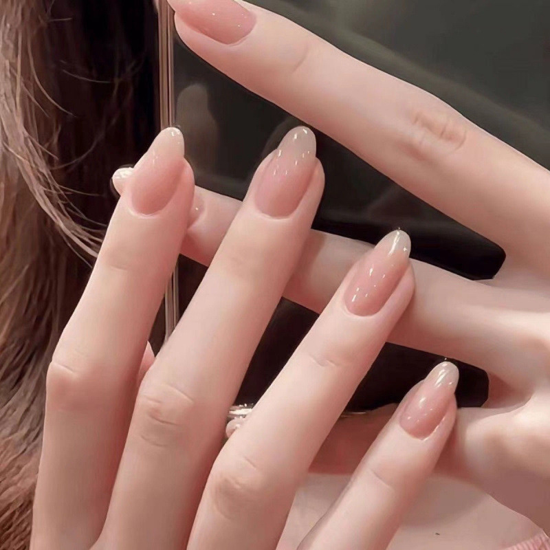 Handmade Nail Art with the Same Style as the Maluji Huafei Face Patch, Whitening, Removable High-End Nude Pure Color Manicure