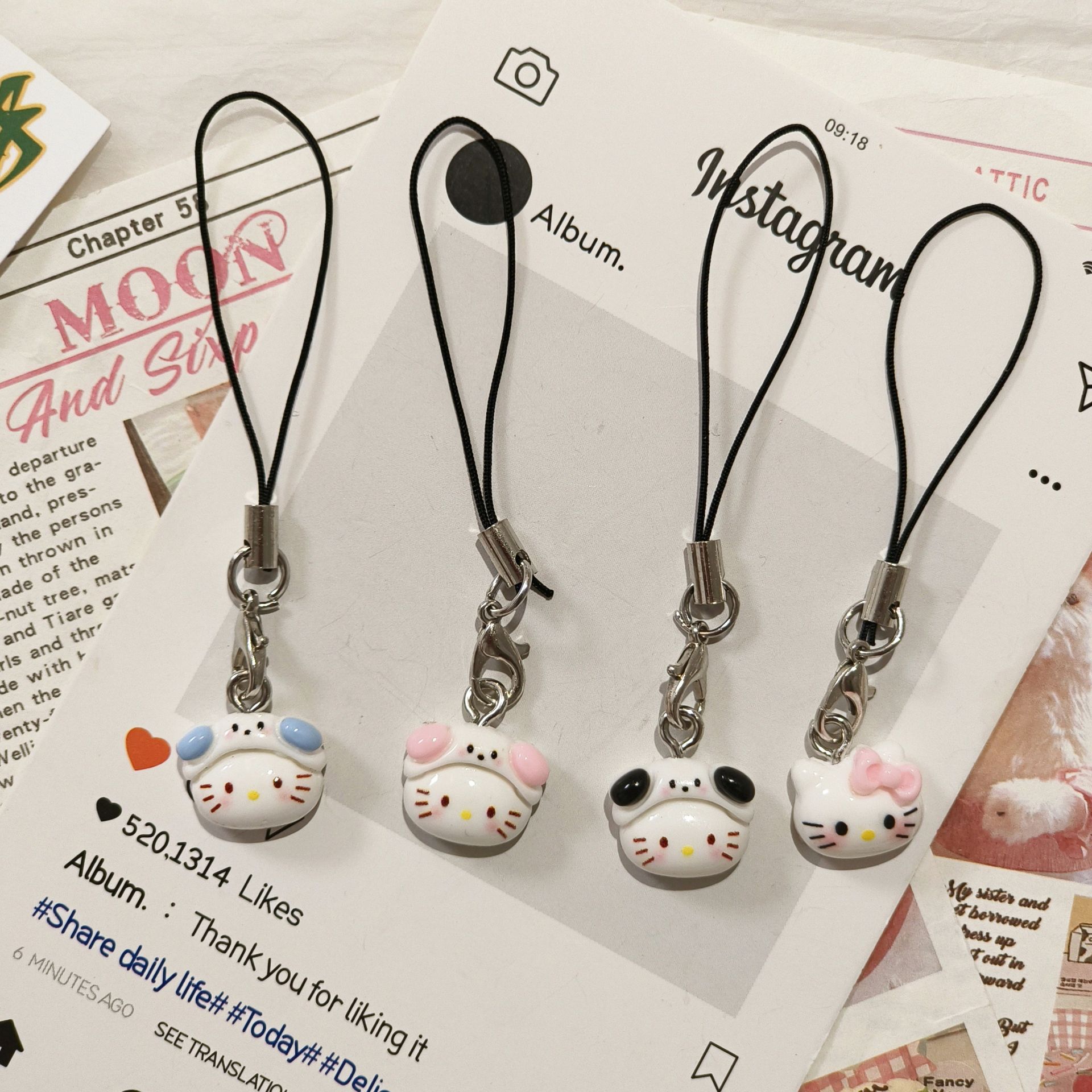 Ins Cute Kt Cat Mobile Phone Pendant Girls' Heart U Disk Pendant Girlfriend Couple Pendant Bag Lanyard Small Pendant