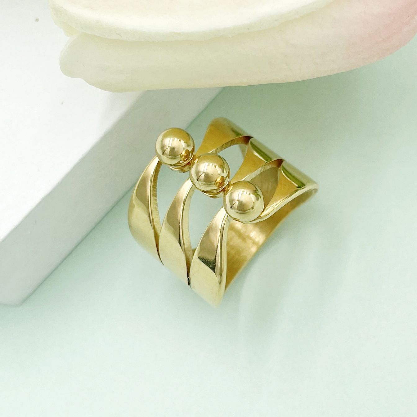 Fashion Geometric Stainless Steel Plating Open Ring