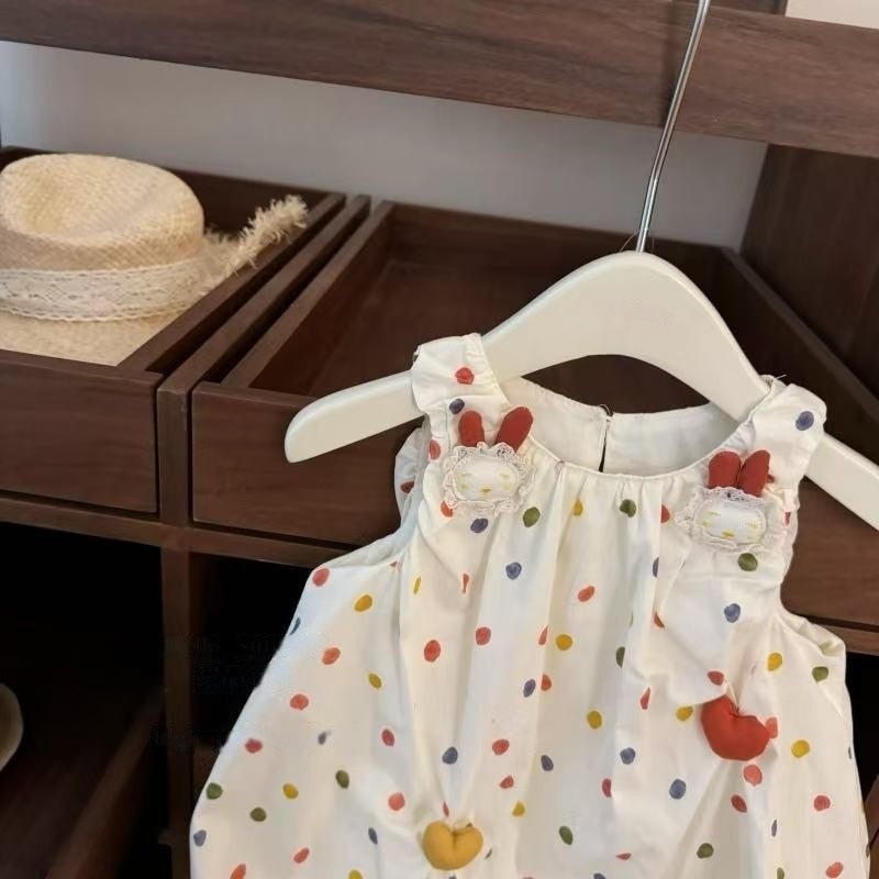 [Limón salado siete] ¡Azúcar arcoíris! Bebé femenino estilo occidental lindo conejo tridimensional amor capullo vestido de princesa falda de chaleco