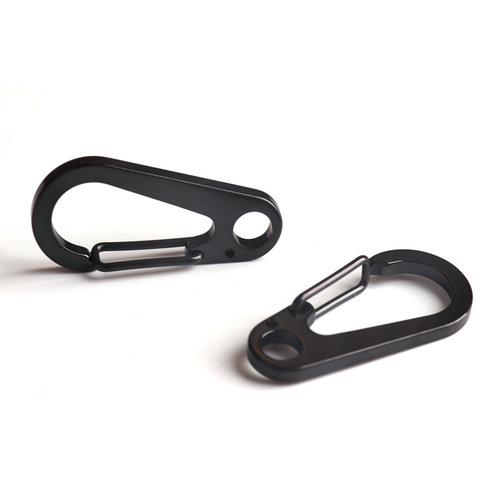 Manufacturer Supply Black Titanium Stainless Steel Outdoor Keychain Spring Hook Umbrella Cord Waist Clip Water Dropping Mountain Climbing Buckle