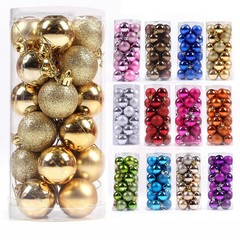 クリスマス装飾3/4/6/8cm24クリスマスボールクリスマス装飾ライトバケツボールメッキプラスチックボール