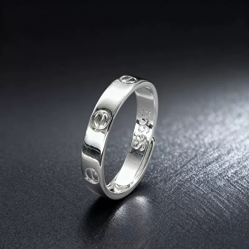 高级感时尚活口卡家戒指百搭亮面调节款尾指轻奢风指环送女友