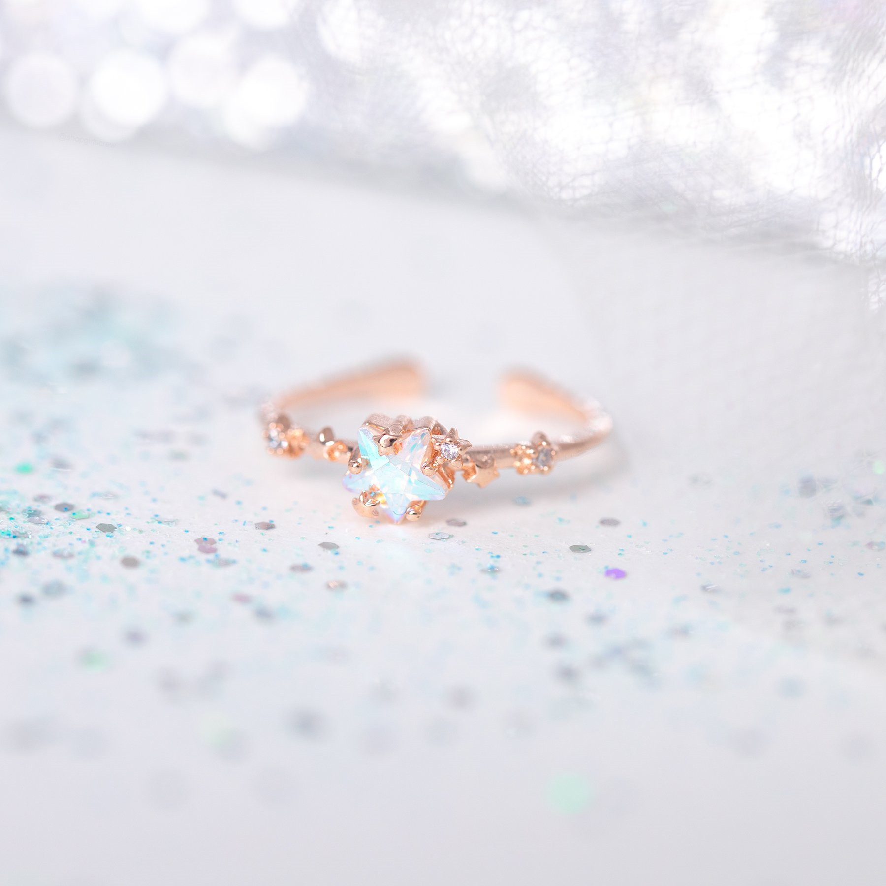 Star Open Ring 18K Real Gold Color Retention Size Adjustable Ring