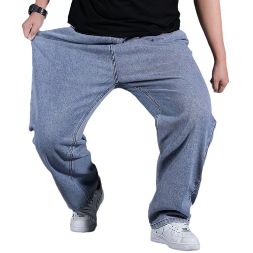 Spring, autumn and summer, fat man's oversized jeans, men's plus plus size, high waist elastic loose fat casual pants