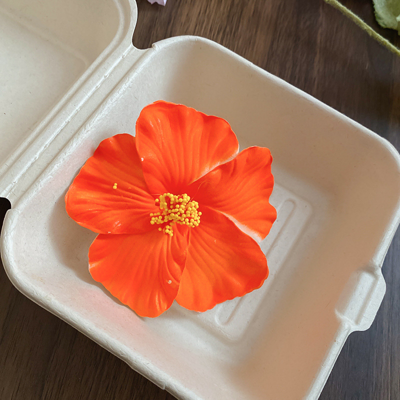 Vacaciones junto al mar simulación de estilo hibisco horquilla de flor de hibisco moda todo-fósforo pinza de pico de pato nicho de alta gama girasol accesorios para el cabello mujeres