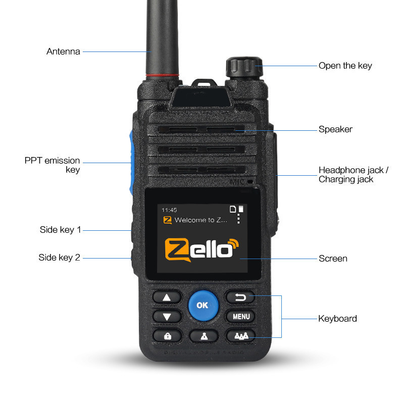 Zello Walkie-Talkie 4G Public Network Full Network Bluetooth Outdoor Small GPS Navigation Global WIFI Walkie-Talkie Waterproof