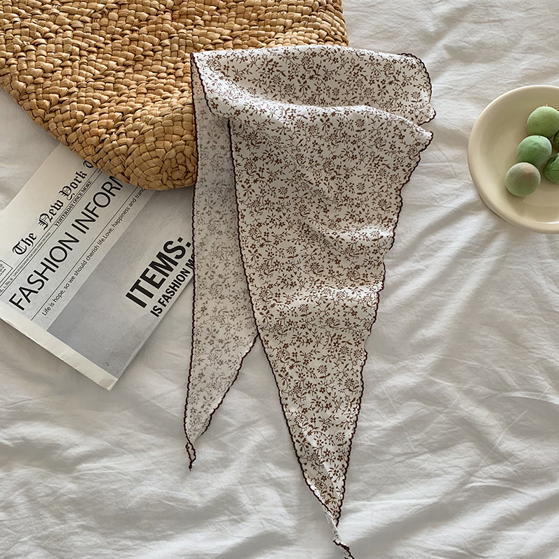 Turbante de verano pastoral primavera y verano nuevo estilo pequeño fresco retró personalidad protector de cuello decoración bufandas correa de cabello toallas triangulares para el cabello