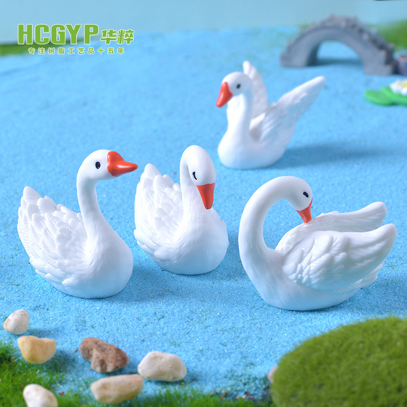 마이크로 풍경 창조적 인 시뮬레이션 흰색 백조 원예 조경 장식 dIY 백조 수지 공예 액세서리