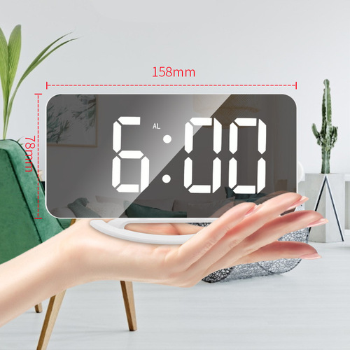 Creative multifunctional LED mirror clock cosmetic mirror digital alarm clock simple desktop automatic photosensitive electronic desk clock