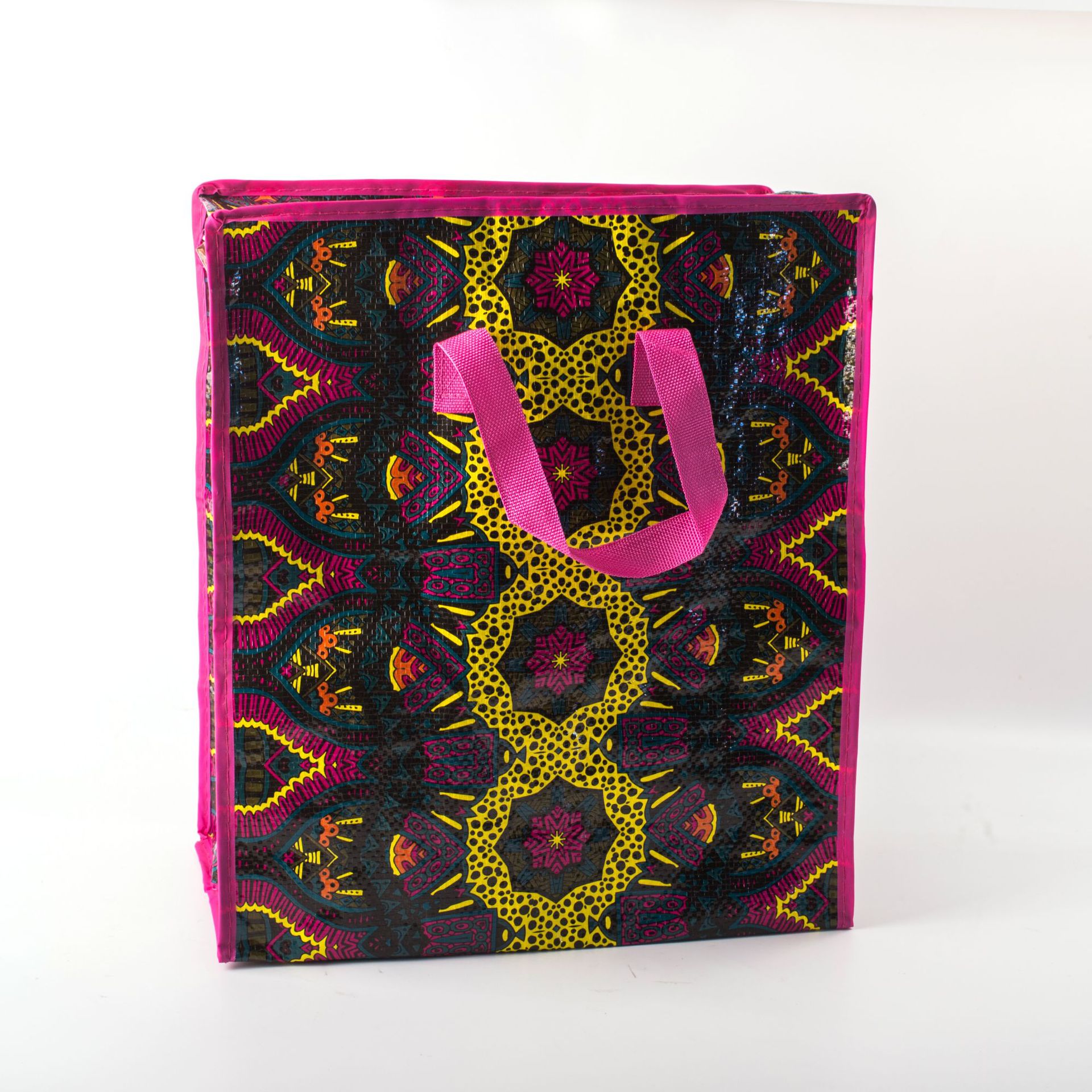 厂家供应彩印手提塑料编织袋彩色覆膜打包袋大容量加厚拉链包批发