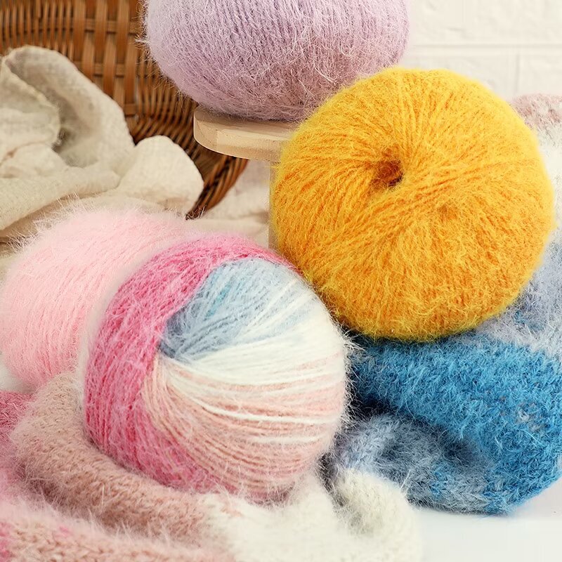 Tenkai Snow Treasure Same Style Gradient Long Wool Yarn Hand-Dyed Handmade Knitting Scarf Sweater Hat Cross-Border Wholesale
