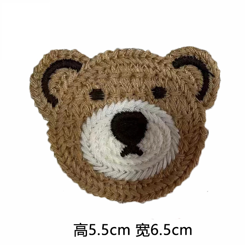 小熊头水溶刺绣布贴DIY卡通动物补丁贴布绣花章童装服装辅料批发