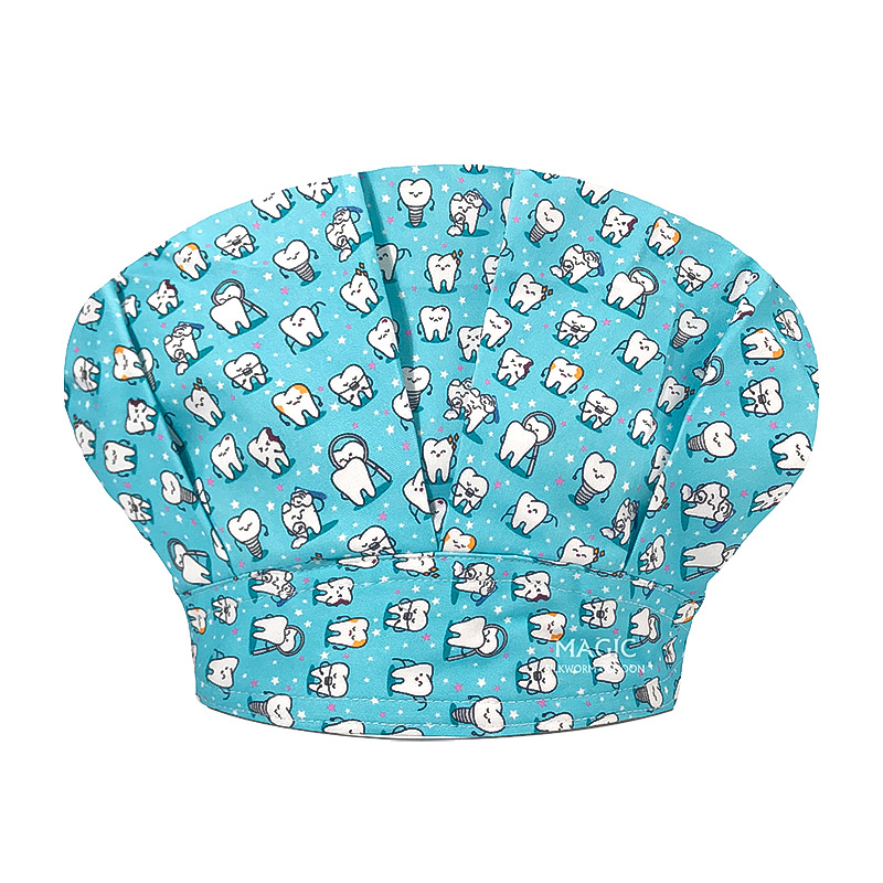 Un gran número de en stock de gama alta de algodón impreso tapa de cirugía oral dental hembra doctor enfermera Pelo Largo cerrado dedo del pie gorra mullida