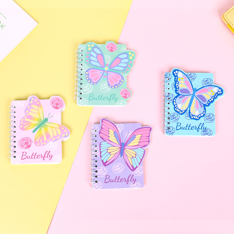 Weibo creativo bobina de dibujos animados libro estudiante mariposa portátil pequeño cuaderno lindo niños pequeño regalo texto