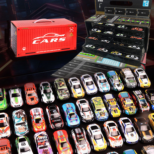 Alloy Iron Car Children's Simulation Toy Model Ornaments Bulk Pull-Back Car Car Explosion 48 Container Gift Box