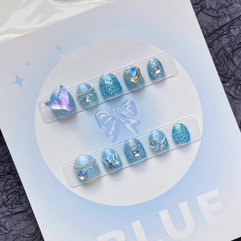 Children's Nail Art, Purely Handmade, Mermaid-Themed Nail Stickers for Ages 3-6-10, Anti-Bite Nail Patches, Elsa Princess Summer Wear Nails Children's Nail Art, Purely Handmade, Mermaid-Themed Nail Stickers for Ages 3-6-10, Anti-Bite Nail Patches, Elsa Princess Summer Wear Nails
