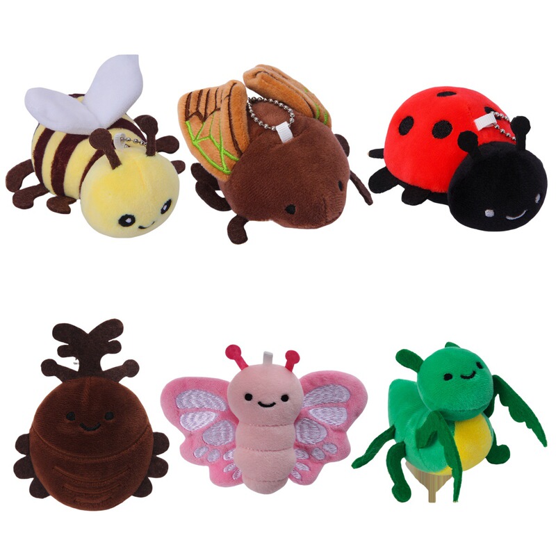 Cross-border simulation doll insect series plush toy mantis bee keychain backpack small pendant doll wholesale