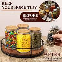 Amazon кованая деревянная вращающаяся полка кухня вращающаяся деревянная поддон для хранения через границу