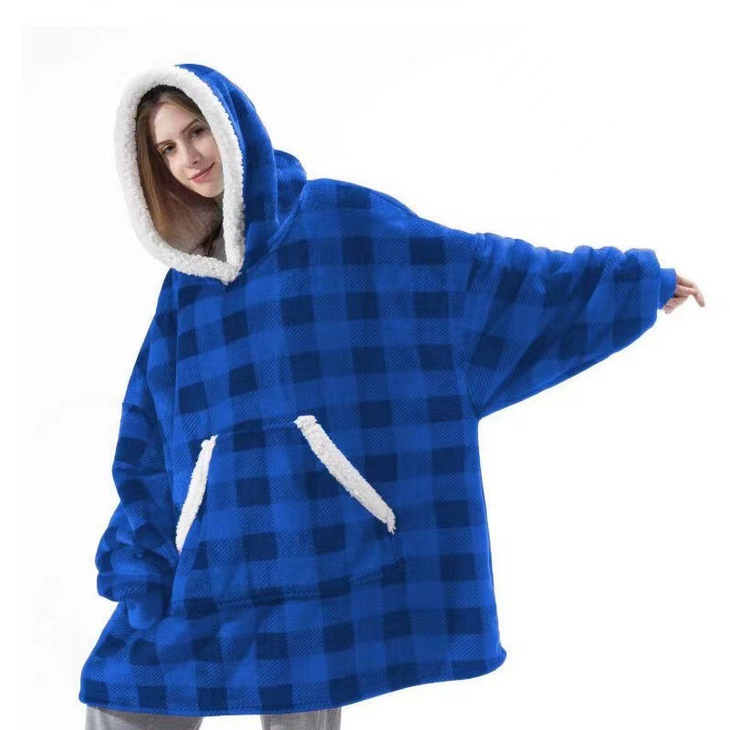 怠け者の頭のパジャマの保温服の羊の小毛のテレビのじゅうたんの抱擁式の帽子のシャツの防寒保温のパジャマの家の服|undefined