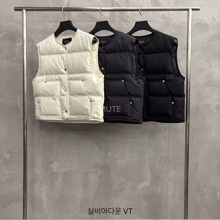 Mute韩国代购2025新款保暖鹅绒羽绒马甲女冬季百搭叠穿背心外套