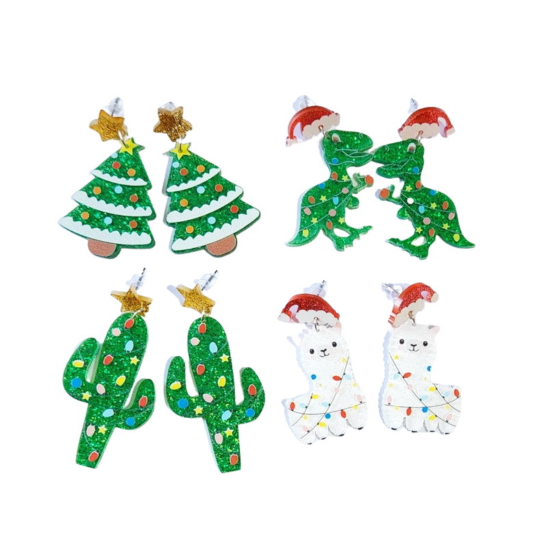 Estilo De Dibujos Animados Árbol De Navidad Alpaca Arílico Mujeres Aretes 1 Par display picture 1