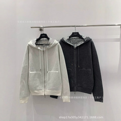Nanyou Haute Couture 正しいバージョンの秋冬レタージャカードカシミアジッパーフード付きルーズニットジャケット男性と女性用