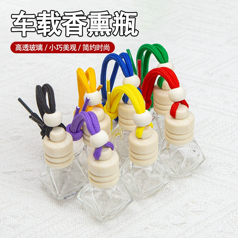 Оптовая продажа 8ml ромбовидная автомобильная бутылка для расширения парфюмерии подвесная бутылка мини стеклянная бутылка для аромата автомобильная бутылка для парфюмерии