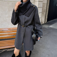 高端赫本风斗篷披肩双面羊绒大衣女冬新款宽松显瘦中长款毛呢外套