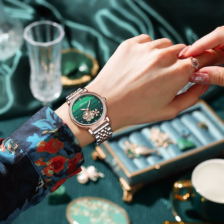 Новые часы Ms. Alang Little Green Hollow Automatic Diamond Fashion Женские часы Взрыв